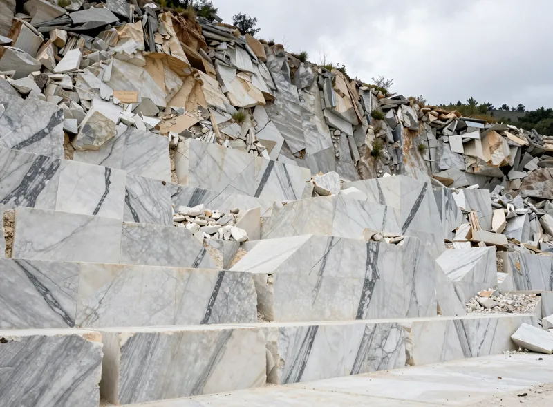 Marble quarry face in the Apuan Alps, Tuscany