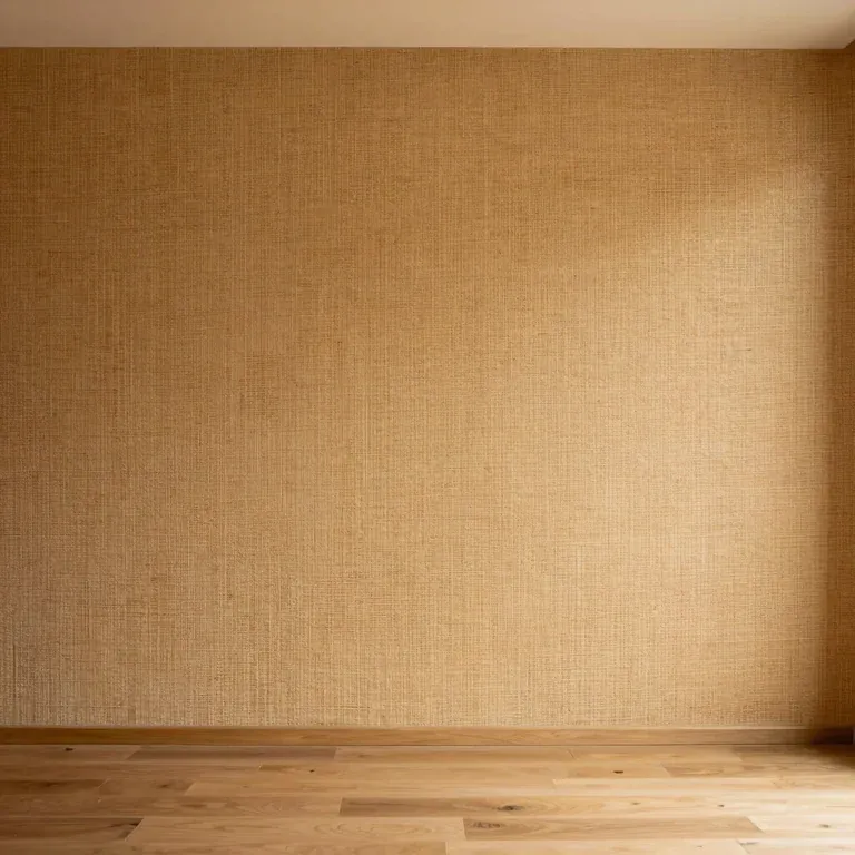 Room finished with a woven grasscloth wallcovering